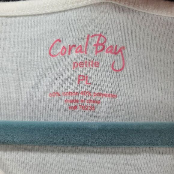 Coral Bay Womens T-Shirt White Size PL Cotton Blend Short Sleeve Pullover - Picture 5 of 13